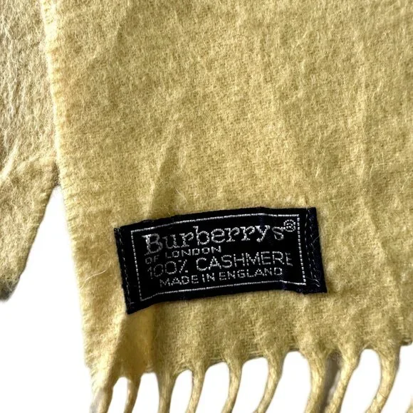 Burberrys Vintage Scarf Beige 100% Cashmere Unisex Scarf Made In England - Picture 5 of 8